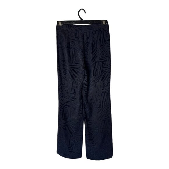 Monique Lhuillier Pants Women 8 Black Silk Blend Abstract Flowy Wide‎ Leg Luxury - Picture 2 of 7